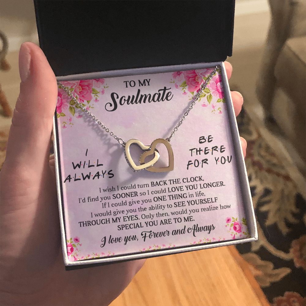 I WILL ALWAYS BE THERE FOR YOU, INTERLOCKING HEART NECKLACE, FOR COUPLES, BIRTHDAY GIFT FOR HER, NECKLACE WITH MESSAGE CARD