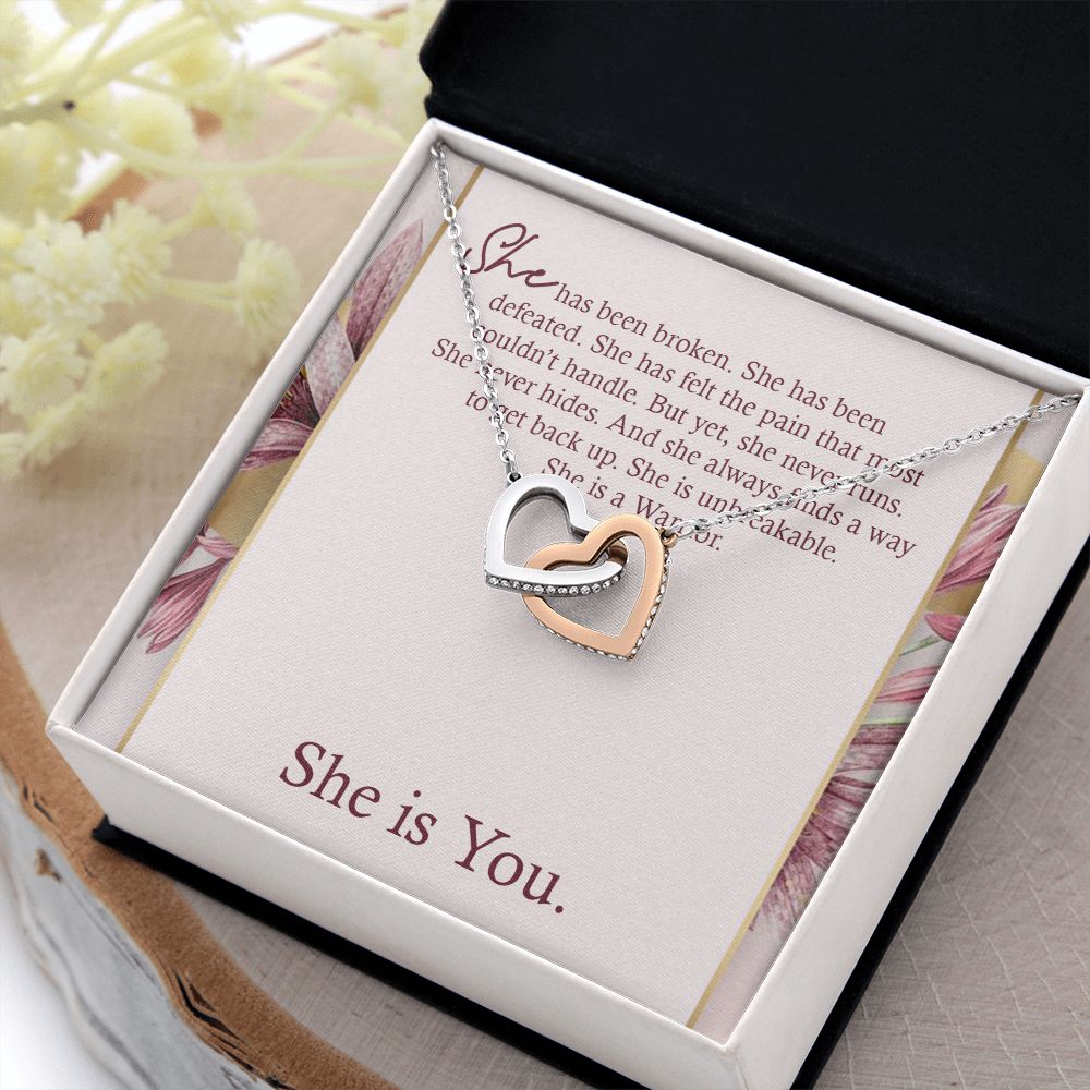 INTERLOCKING HEART NECKLACE WITH MESSAGE CARD, Gift To Self Motivate your loved ones, UNIQUE GIFT FOR HER