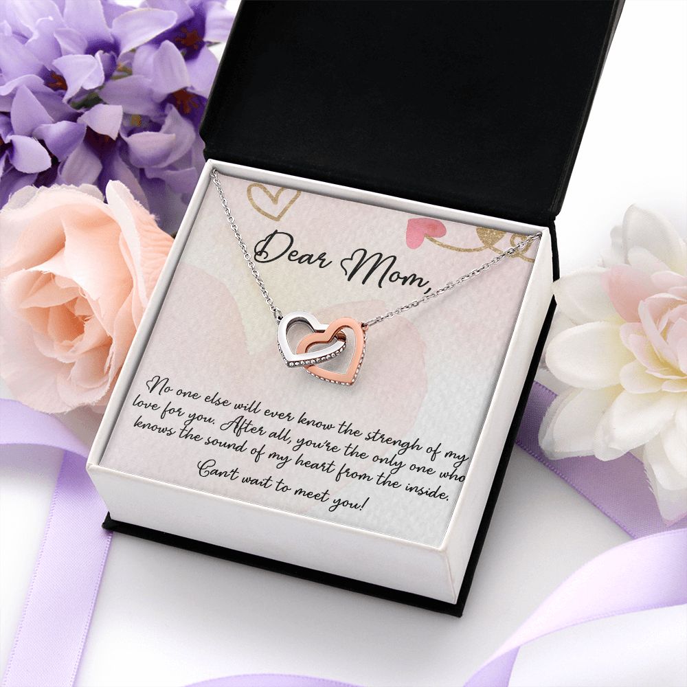 DEAR MOM, INTERLOCKING HEART NECKLACE FOR MOM TO BE, NECKLACE WITH MESSAGE CARD, BIRTHDAY, MOTHER'S DAY GIFT FOR HER