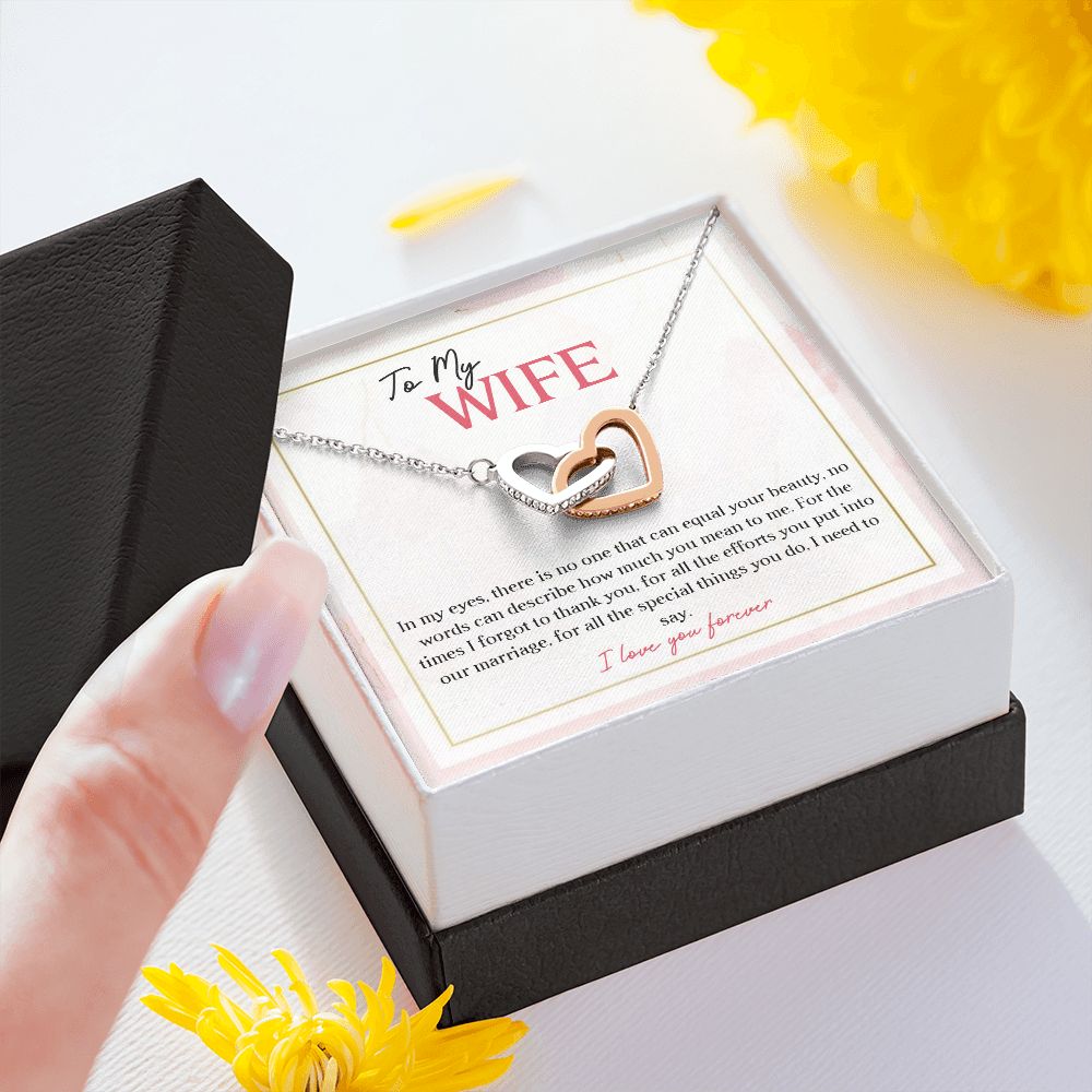 To My Wife I Love You Forever, Interlocking Hearts Necklace, For Wife With Message Card, Birthday, Valentine's Day Gift For Her