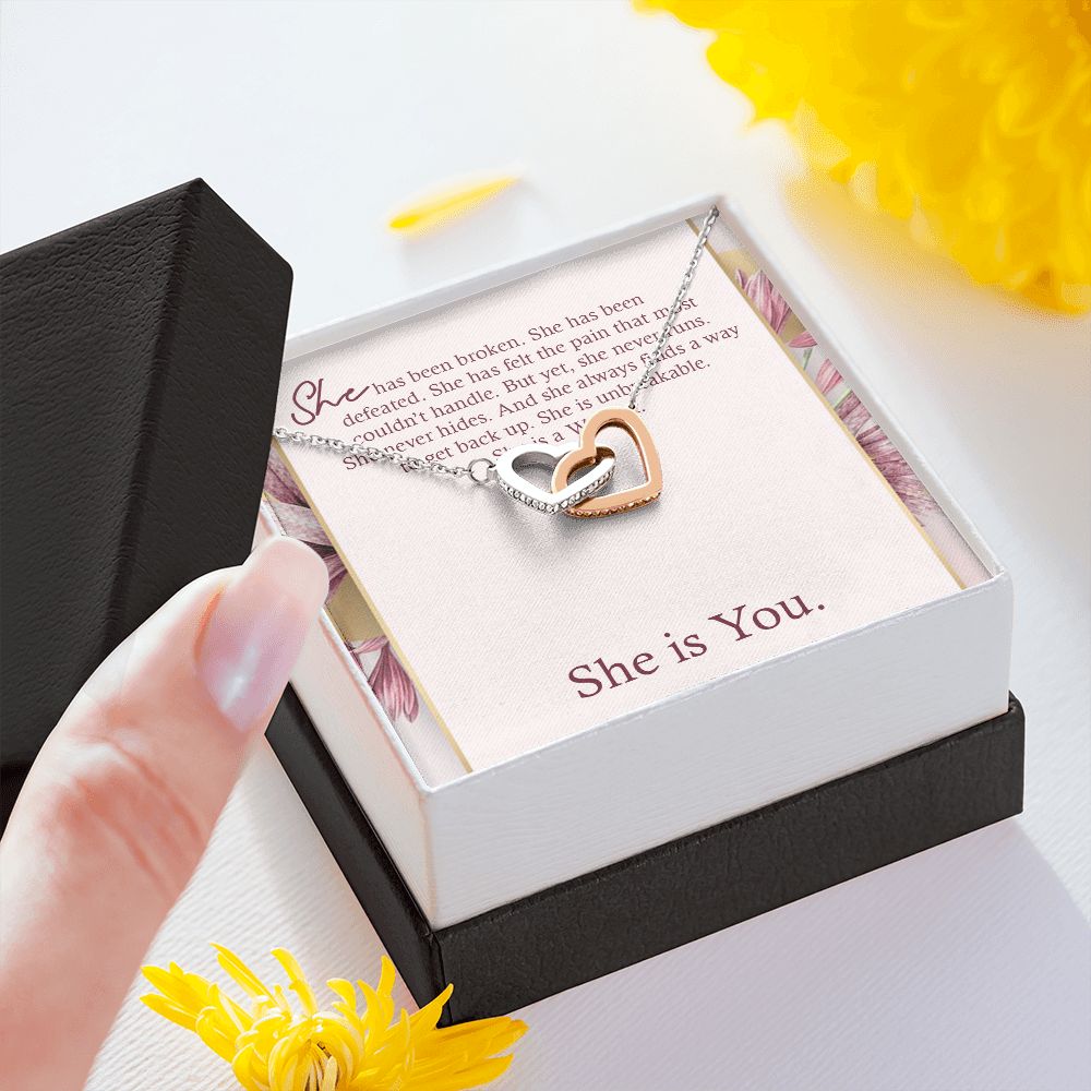 INTERLOCKING HEART NECKLACE WITH MESSAGE CARD, Gift To Self Motivate your loved ones, UNIQUE GIFT FOR HER