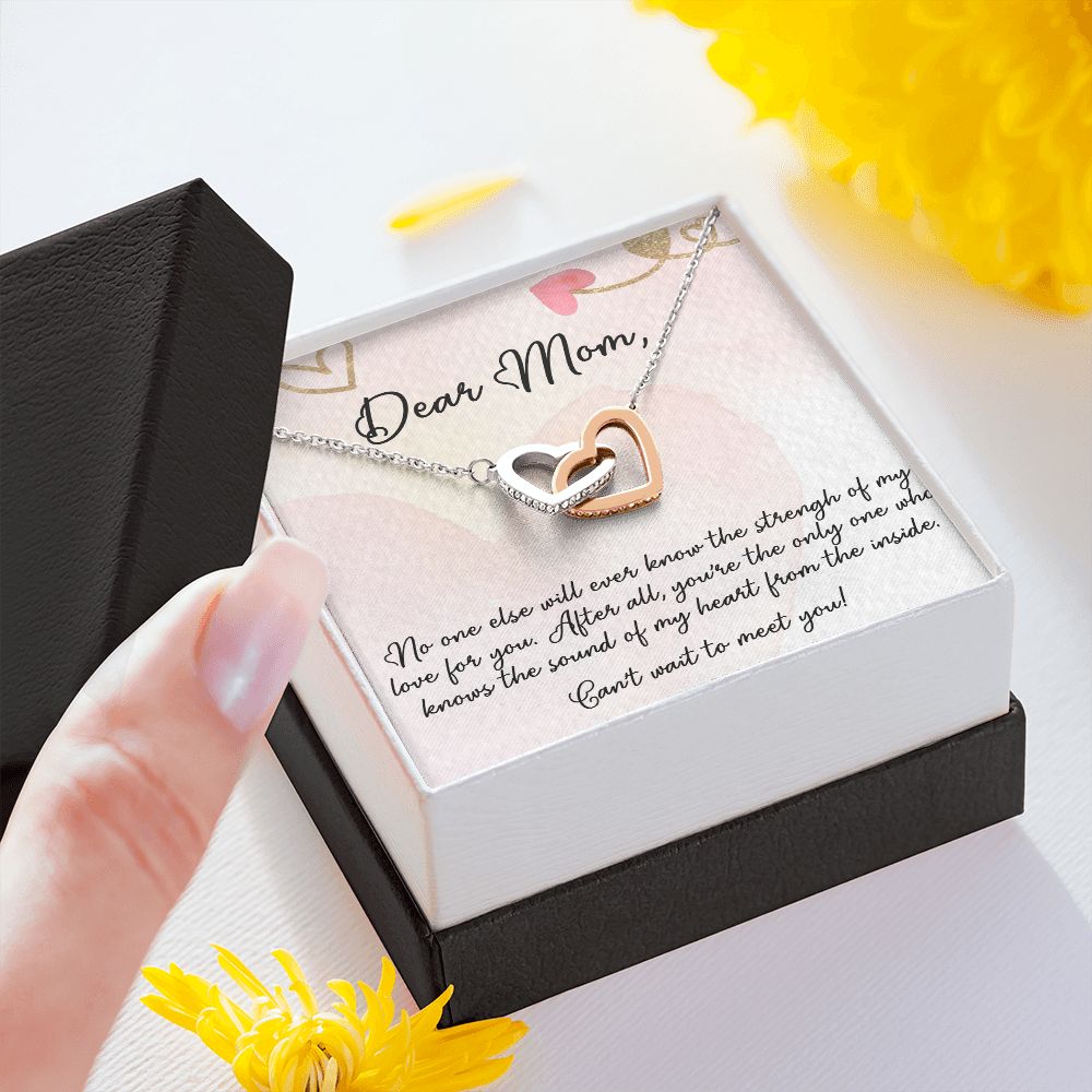 DEAR MOM, INTERLOCKING HEART NECKLACE FOR MOM TO BE, NECKLACE WITH MESSAGE CARD, BIRTHDAY, MOTHER'S DAY GIFT FOR HER