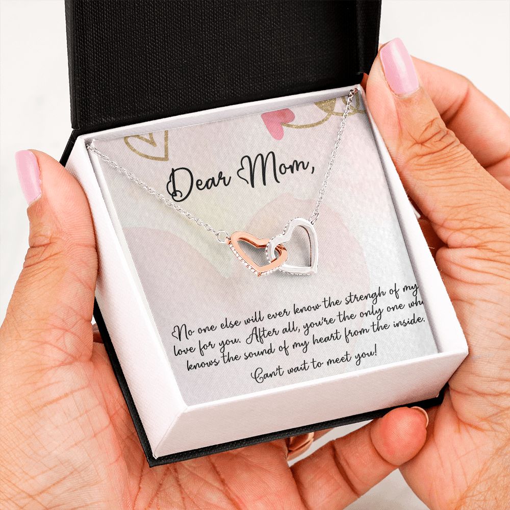 DEAR MOM, INTERLOCKING HEART NECKLACE FOR MOM TO BE, NECKLACE WITH MESSAGE CARD, BIRTHDAY, MOTHER'S DAY GIFT FOR HER