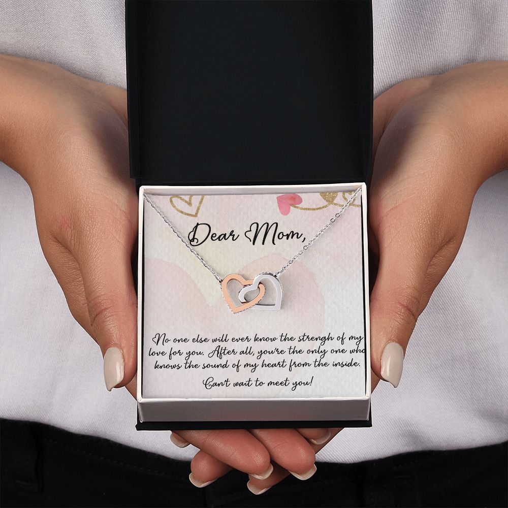 DEAR MOM, INTERLOCKING HEART NECKLACE FOR MOM TO BE, NECKLACE WITH MESSAGE CARD, BIRTHDAY, MOTHER'S DAY GIFT FOR HER