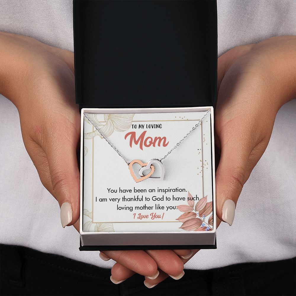TO MY LOVING MOM, INTERLOCKING HEART NECKLACE FOR MOM, NECKLACE WITH MESSAGE CARD, BIRTHDAY, MOTHER'S DAY GIFT FOR HER