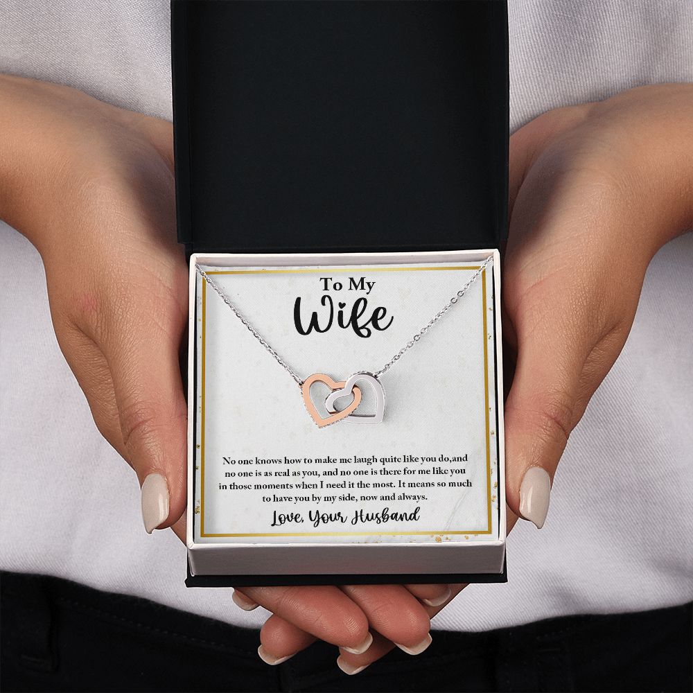 To My Wife, Interlocking Hearts Necklace, For Wife With Message Card, Birthday, Valentine's Day Gift For Her