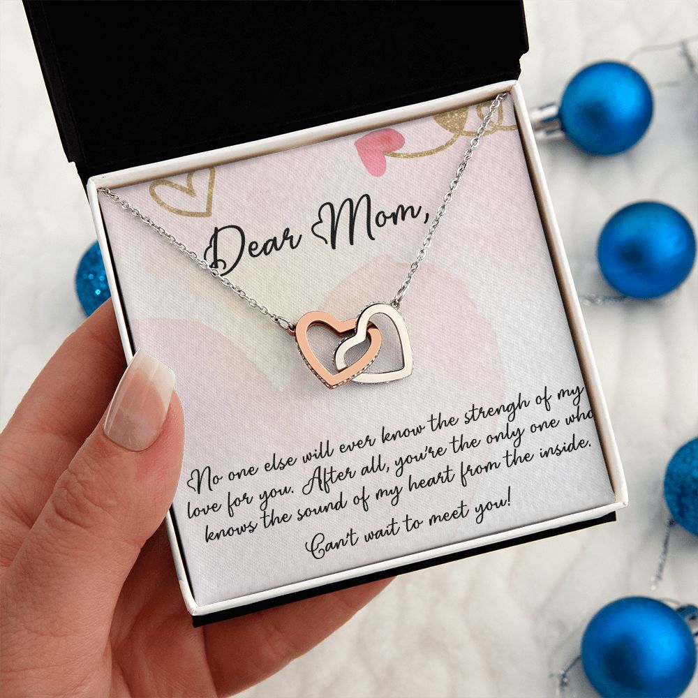 DEAR MOM, INTERLOCKING HEART NECKLACE FOR MOM TO BE, NECKLACE WITH MESSAGE CARD, BIRTHDAY, MOTHER'S DAY GIFT FOR HER