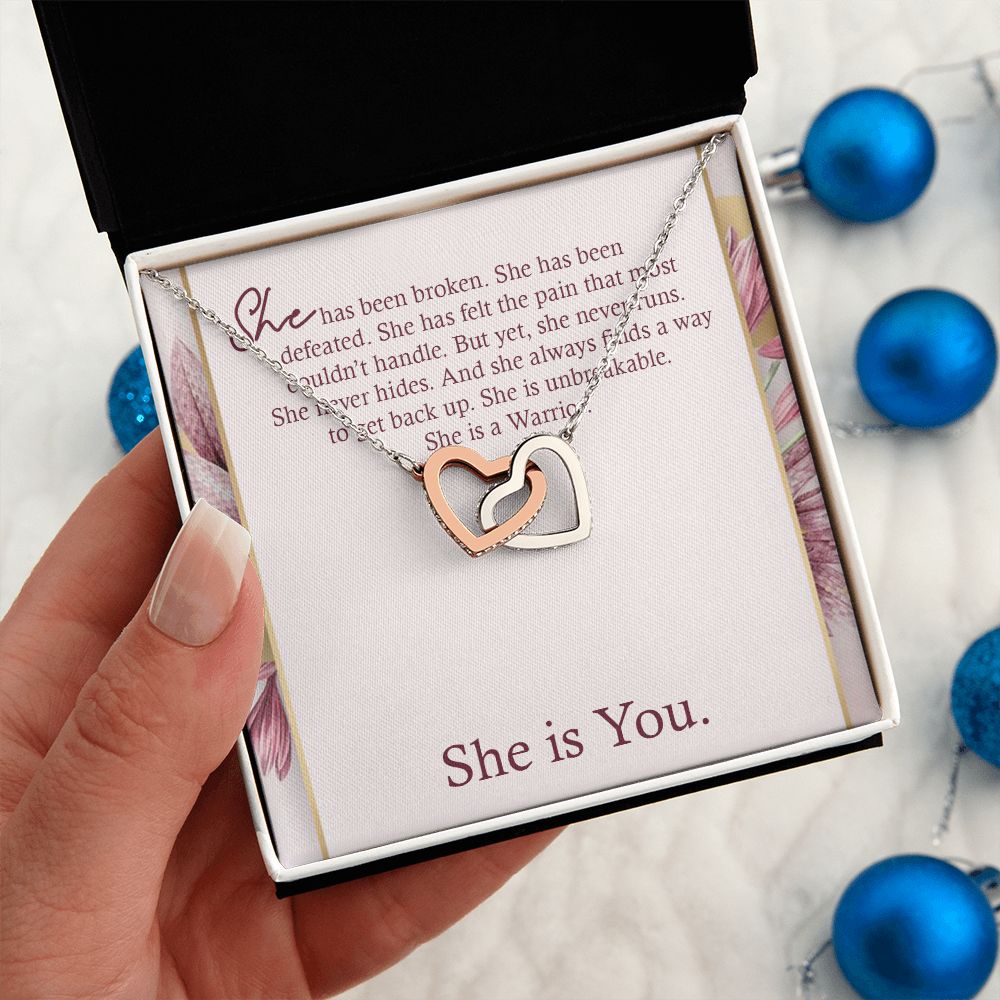 INTERLOCKING HEART NECKLACE WITH MESSAGE CARD, Gift To Self Motivate your loved ones, UNIQUE GIFT FOR HER