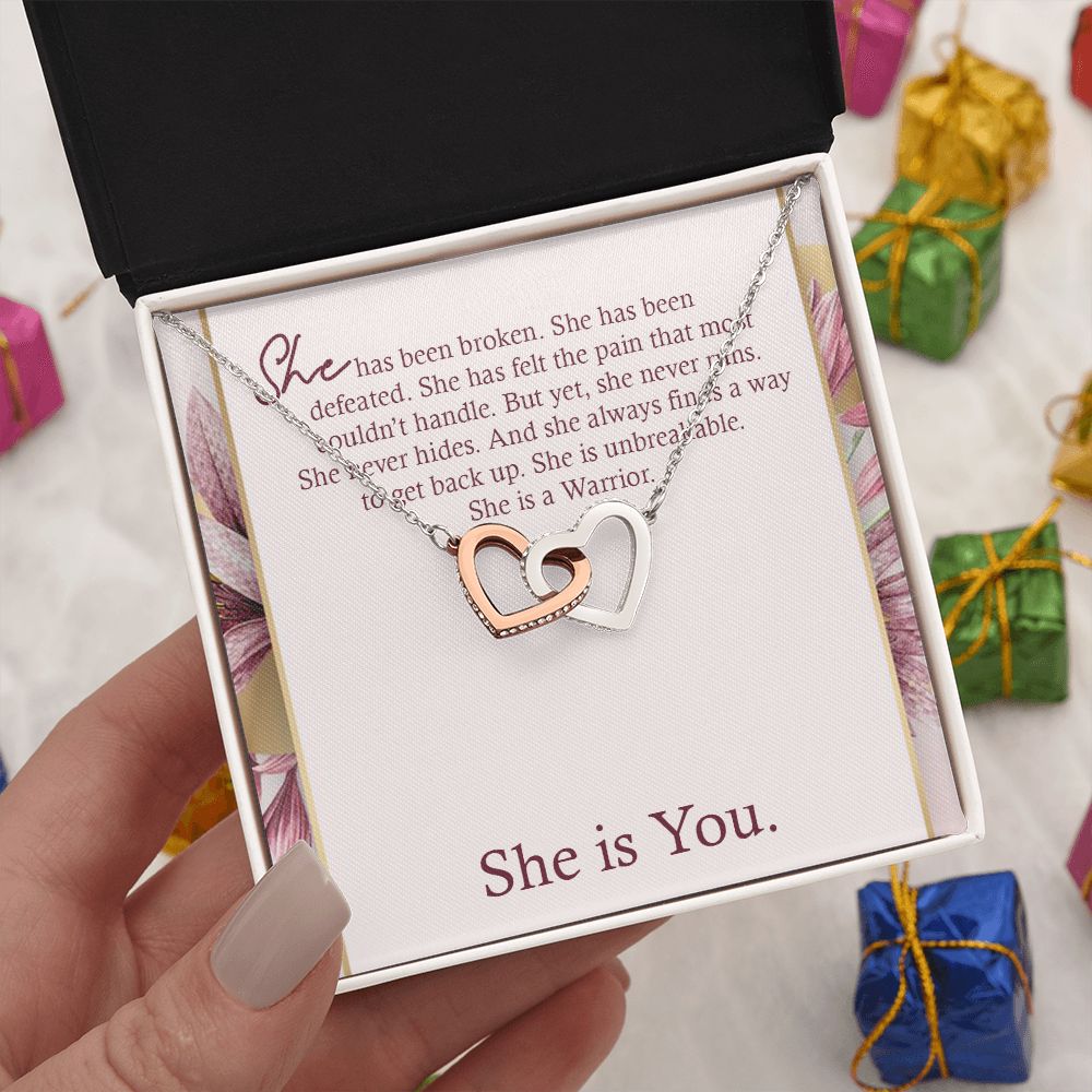 INTERLOCKING HEART NECKLACE WITH MESSAGE CARD, Gift To Self Motivate your loved ones, UNIQUE GIFT FOR HER