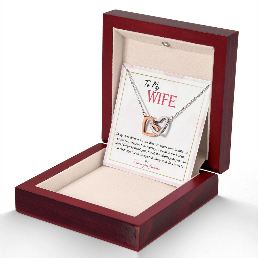 To My Wife I Love You Forever, Interlocking Hearts Necklace, For Wife With Message Card, Birthday, Valentine's Day Gift For Her