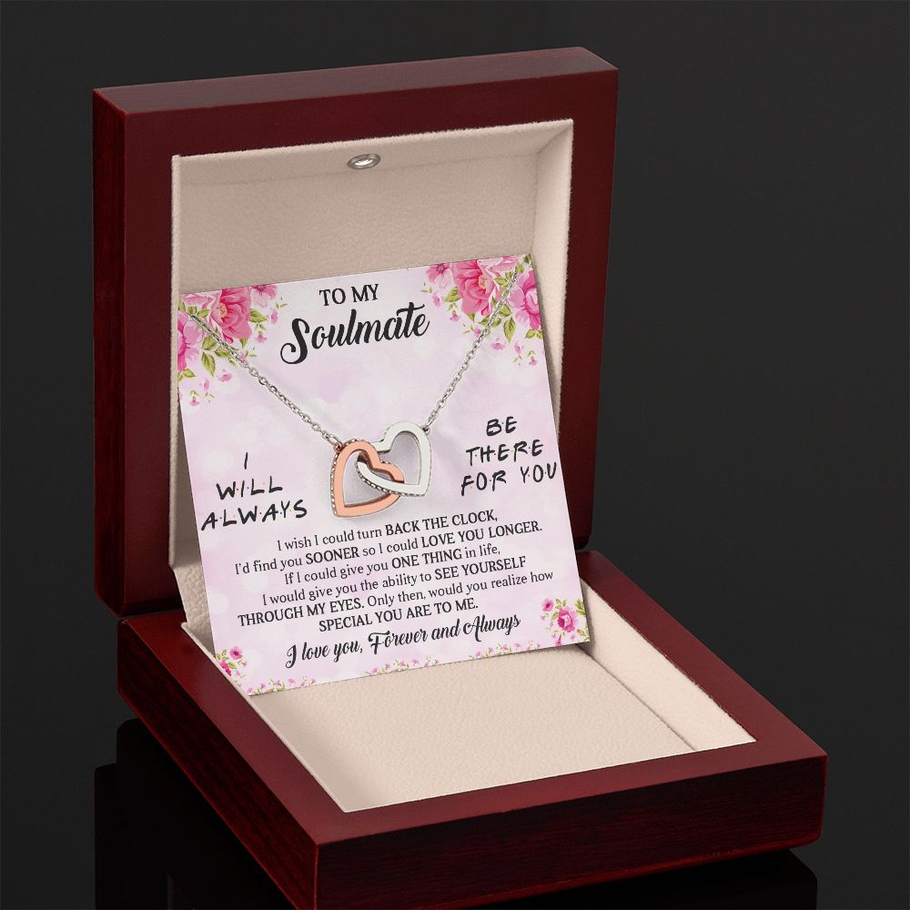 I WILL ALWAYS BE THERE FOR YOU, INTERLOCKING HEART NECKLACE, FOR COUPLES, BIRTHDAY GIFT FOR HER, NECKLACE WITH MESSAGE CARD