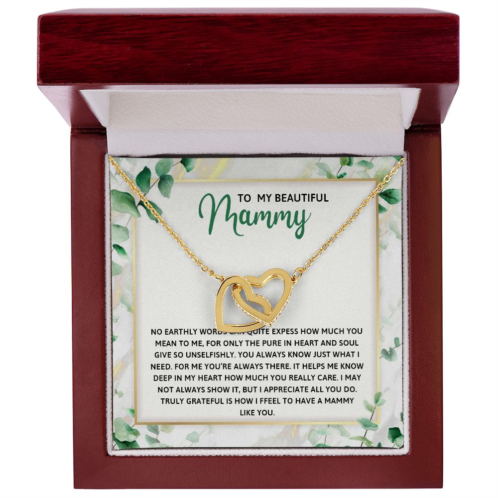 TO MY MAMMY, INTERLOCKING HEART NECKLACE FOR MOM, NECKLACE WITH MESSAGE CARD, BIRTHDAY, MOTHER'S DAY GIFT FOR HER