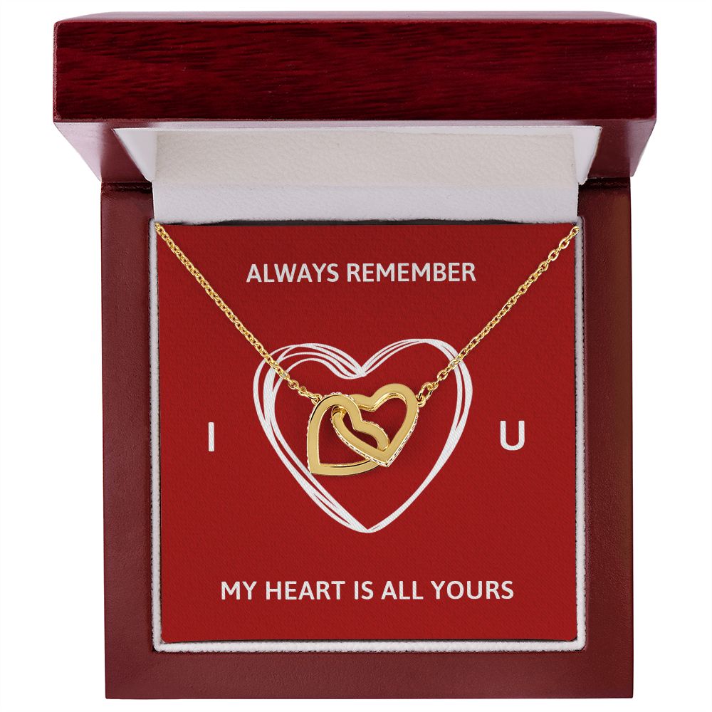 ALWAYS REMEMBER I LOVE YOU, INTERLOCKING HEART NECKLACE, FOR COUPLES, BIRTHDAY GIFT FOR HER, NECKLACE WITH MESSAGE CARD
