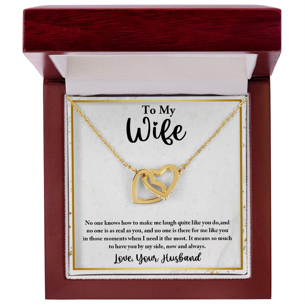 To My Wife, Interlocking Hearts Necklace, For Wife With Message Card, Birthday, Valentine's Day Gift For Her