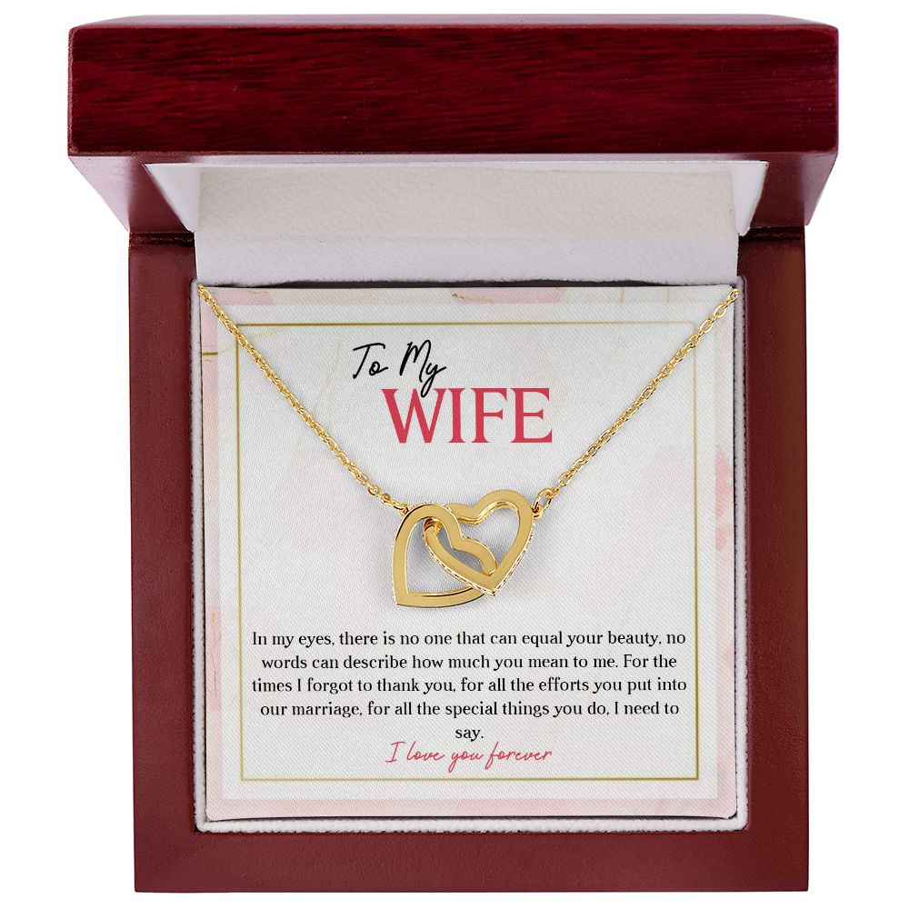 To My Wife I Love You Forever, Interlocking Hearts Necklace, For Wife With Message Card, Birthday, Valentine's Day Gift For Her
