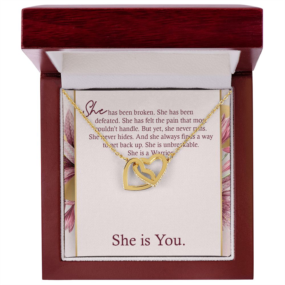 INTERLOCKING HEART NECKLACE WITH MESSAGE CARD, Gift To Self Motivate your loved ones, UNIQUE GIFT FOR HER
