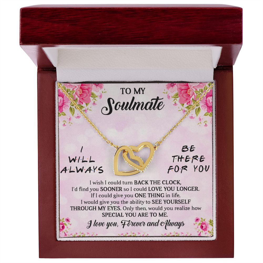 I WILL ALWAYS BE THERE FOR YOU, INTERLOCKING HEART NECKLACE, FOR COUPLES, BIRTHDAY GIFT FOR HER, NECKLACE WITH MESSAGE CARD