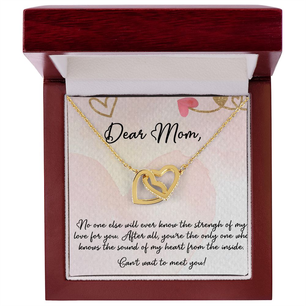 DEAR MOM, INTERLOCKING HEART NECKLACE FOR MOM TO BE, NECKLACE WITH MESSAGE CARD, BIRTHDAY, MOTHER'S DAY GIFT FOR HER