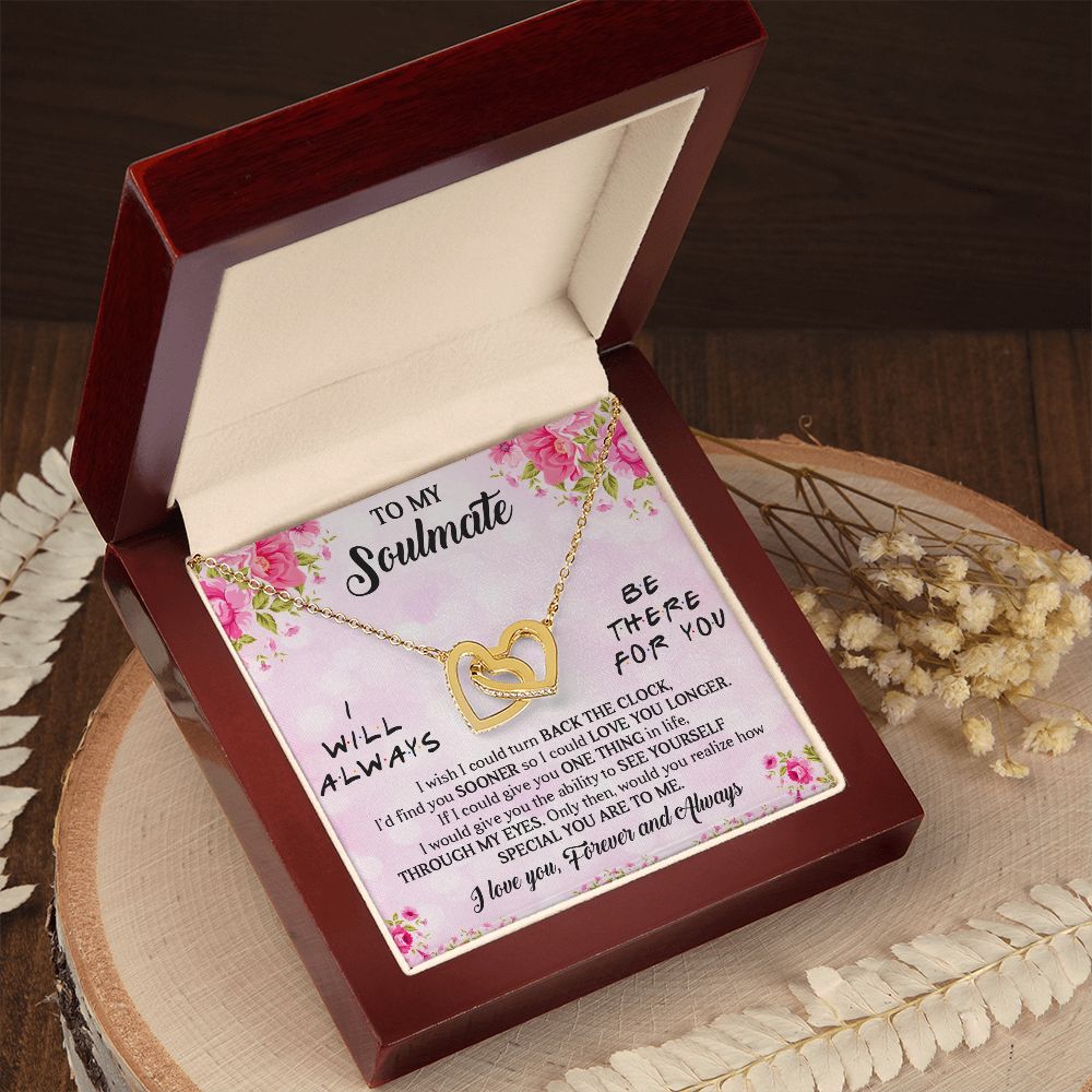I WILL ALWAYS BE THERE FOR YOU, INTERLOCKING HEART NECKLACE, FOR COUPLES, BIRTHDAY GIFT FOR HER, NECKLACE WITH MESSAGE CARD