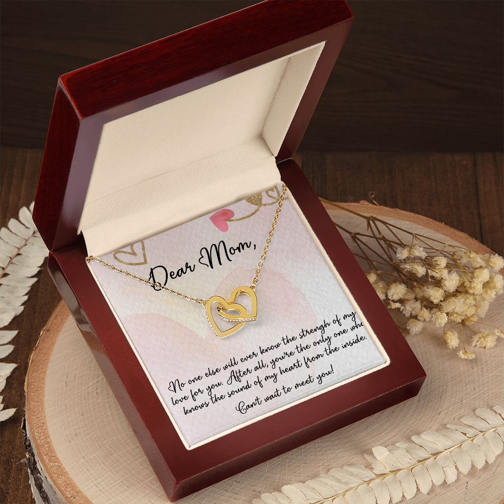 DEAR MOM, INTERLOCKING HEART NECKLACE FOR MOM TO BE, NECKLACE WITH MESSAGE CARD, BIRTHDAY, MOTHER'S DAY GIFT FOR HER
