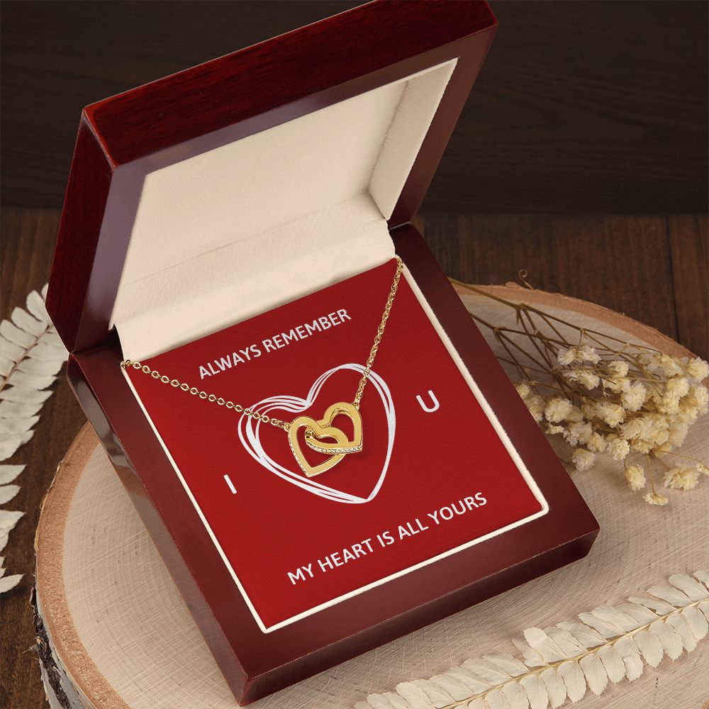 ALWAYS REMEMBER I LOVE YOU, INTERLOCKING HEART NECKLACE, FOR COUPLES, BIRTHDAY GIFT FOR HER, NECKLACE WITH MESSAGE CARD