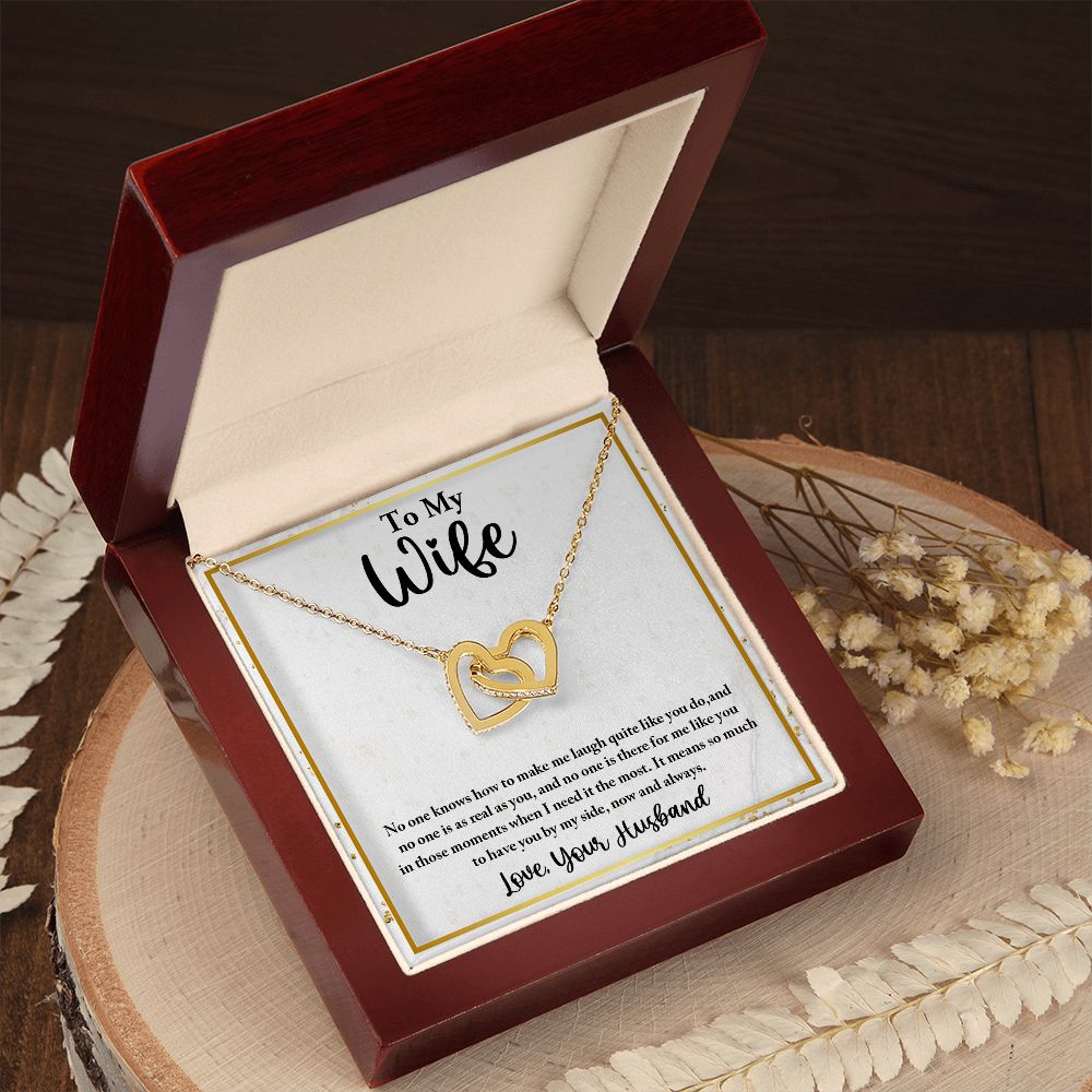 To My Wife, Interlocking Hearts Necklace, For Wife With Message Card, Birthday, Valentine's Day Gift For Her
