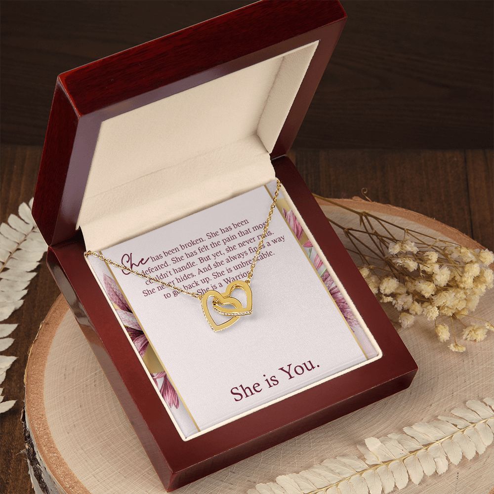 INTERLOCKING HEART NECKLACE WITH MESSAGE CARD, Gift To Self Motivate your loved ones, UNIQUE GIFT FOR HER