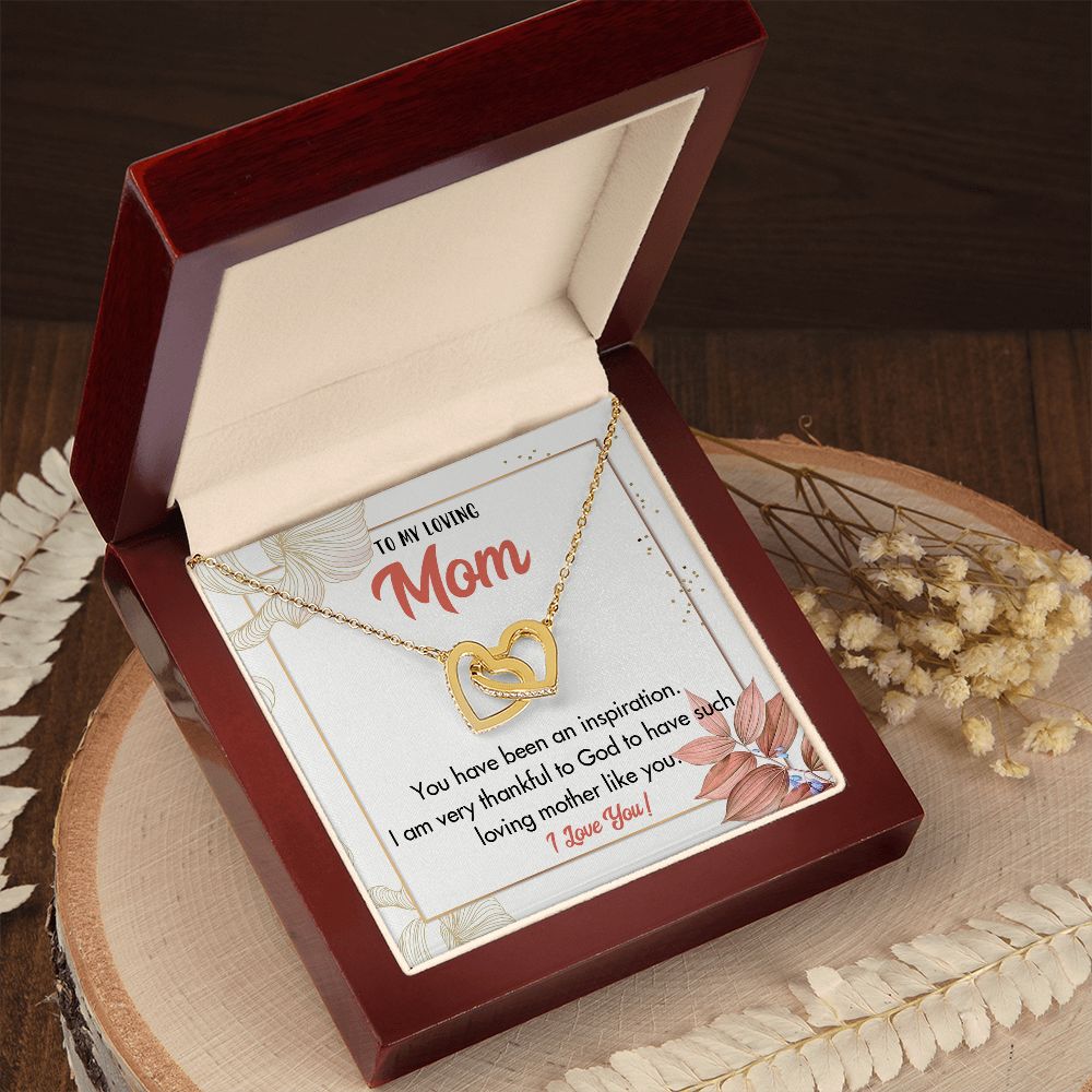 TO MY LOVING MOM, INTERLOCKING HEART NECKLACE FOR MOM, NECKLACE WITH MESSAGE CARD, BIRTHDAY, MOTHER'S DAY GIFT FOR HER