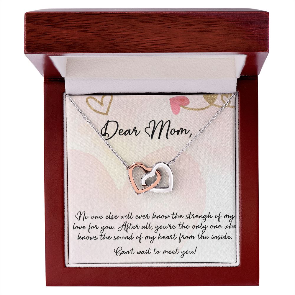 DEAR MOM, INTERLOCKING HEART NECKLACE FOR MOM TO BE, NECKLACE WITH MESSAGE CARD, BIRTHDAY, MOTHER'S DAY GIFT FOR HER