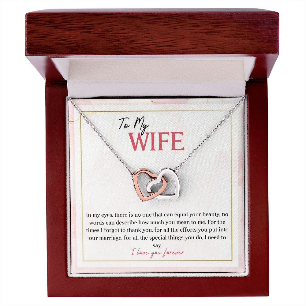To My Wife I Love You Forever, Interlocking Hearts Necklace, For Wife With Message Card, Birthday, Valentine's Day Gift For Her