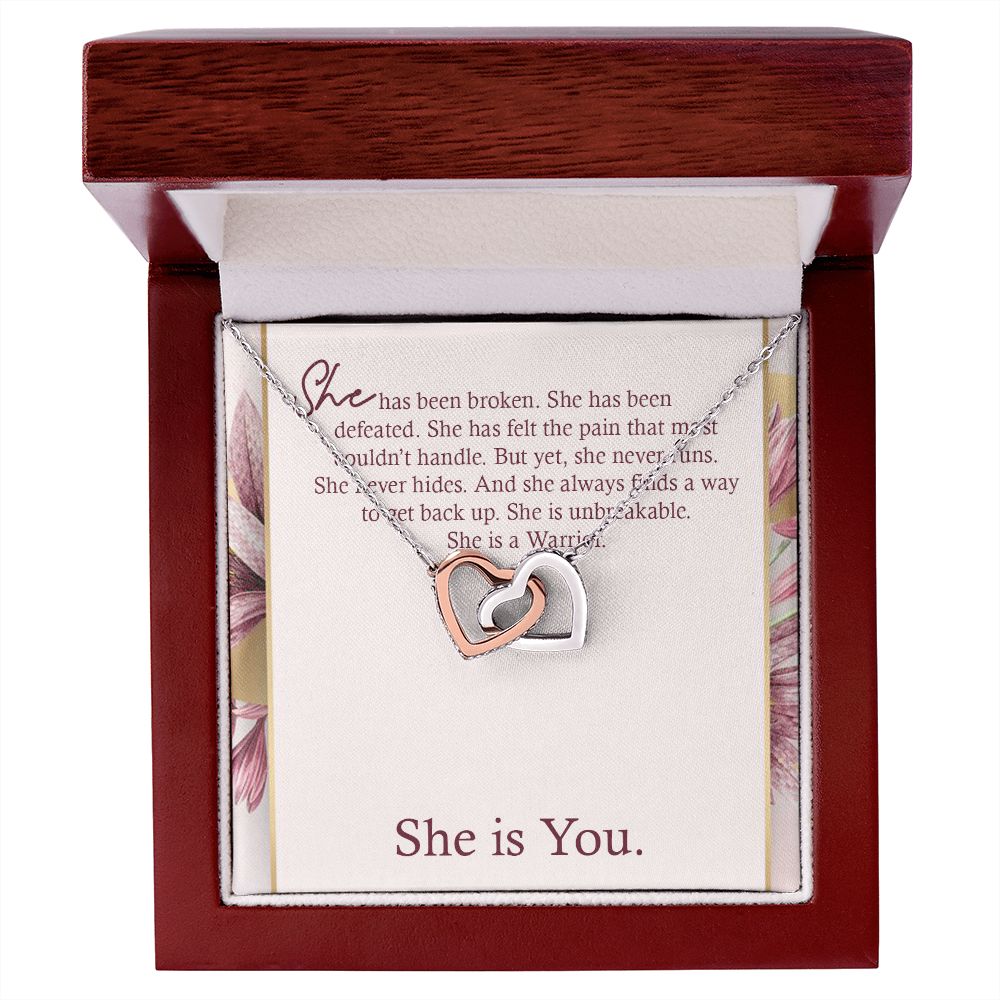 INTERLOCKING HEART NECKLACE WITH MESSAGE CARD, Gift To Self Motivate your loved ones, UNIQUE GIFT FOR HER