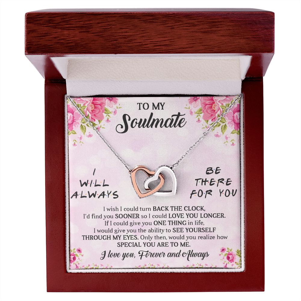 I WILL ALWAYS BE THERE FOR YOU, INTERLOCKING HEART NECKLACE, FOR COUPLES, BIRTHDAY GIFT FOR HER, NECKLACE WITH MESSAGE CARD
