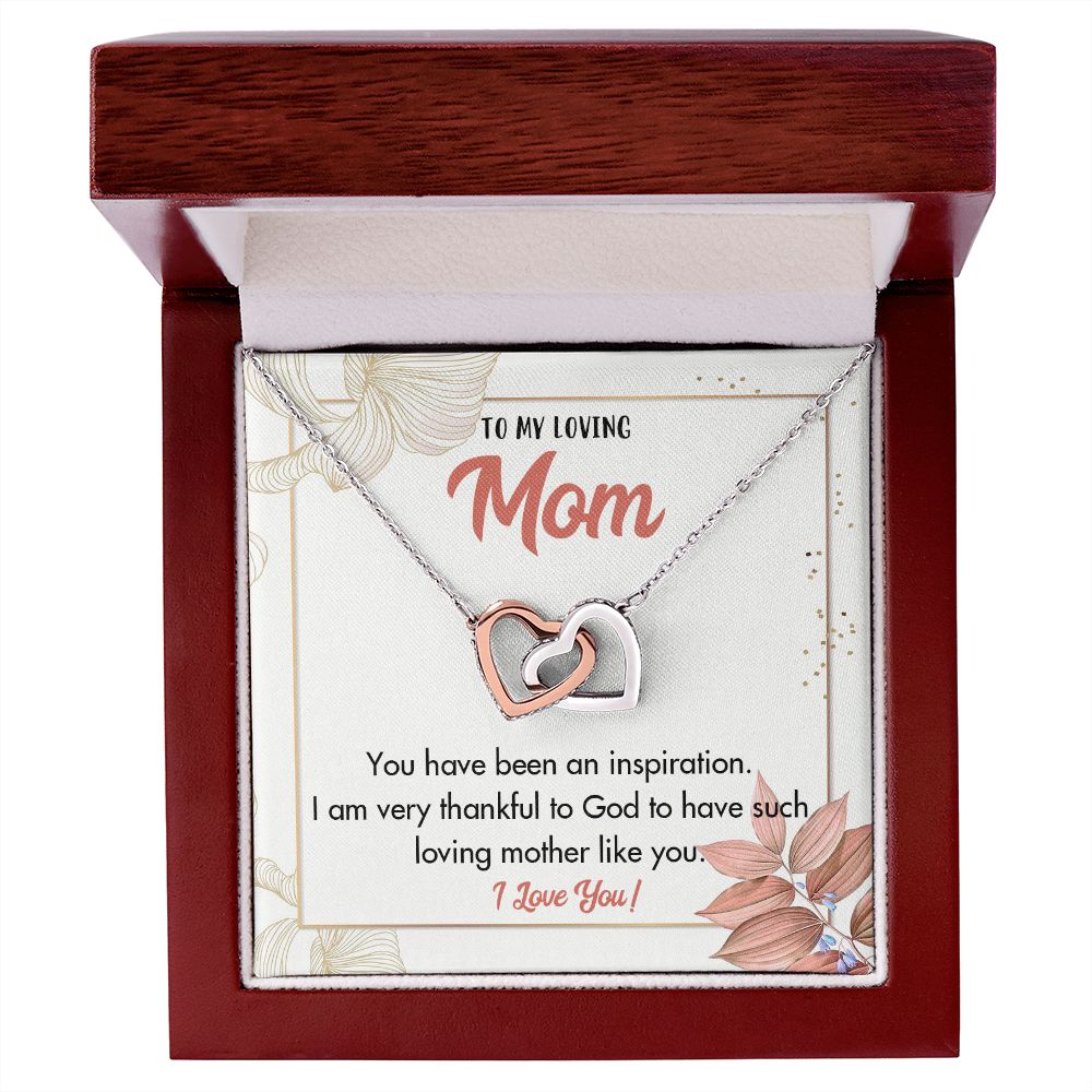 TO MY LOVING MOM, INTERLOCKING HEART NECKLACE FOR MOM, NECKLACE WITH MESSAGE CARD, BIRTHDAY, MOTHER'S DAY GIFT FOR HER