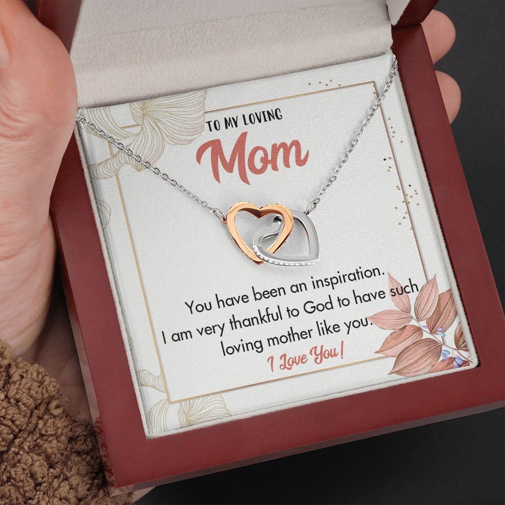 TO MY LOVING MOM, INTERLOCKING HEART NECKLACE FOR MOM, NECKLACE WITH MESSAGE CARD, BIRTHDAY, MOTHER'S DAY GIFT FOR HER