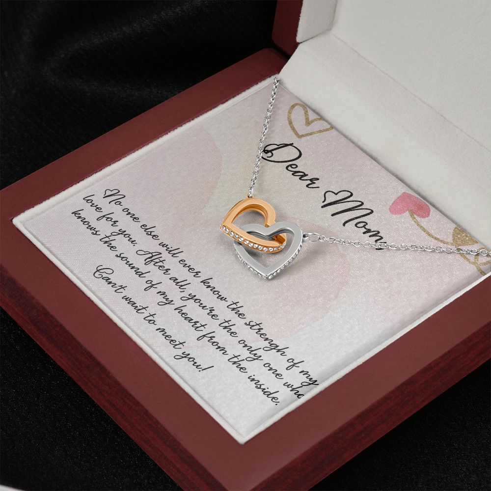 DEAR MOM, INTERLOCKING HEART NECKLACE FOR MOM TO BE, NECKLACE WITH MESSAGE CARD, BIRTHDAY, MOTHER'S DAY GIFT FOR HER