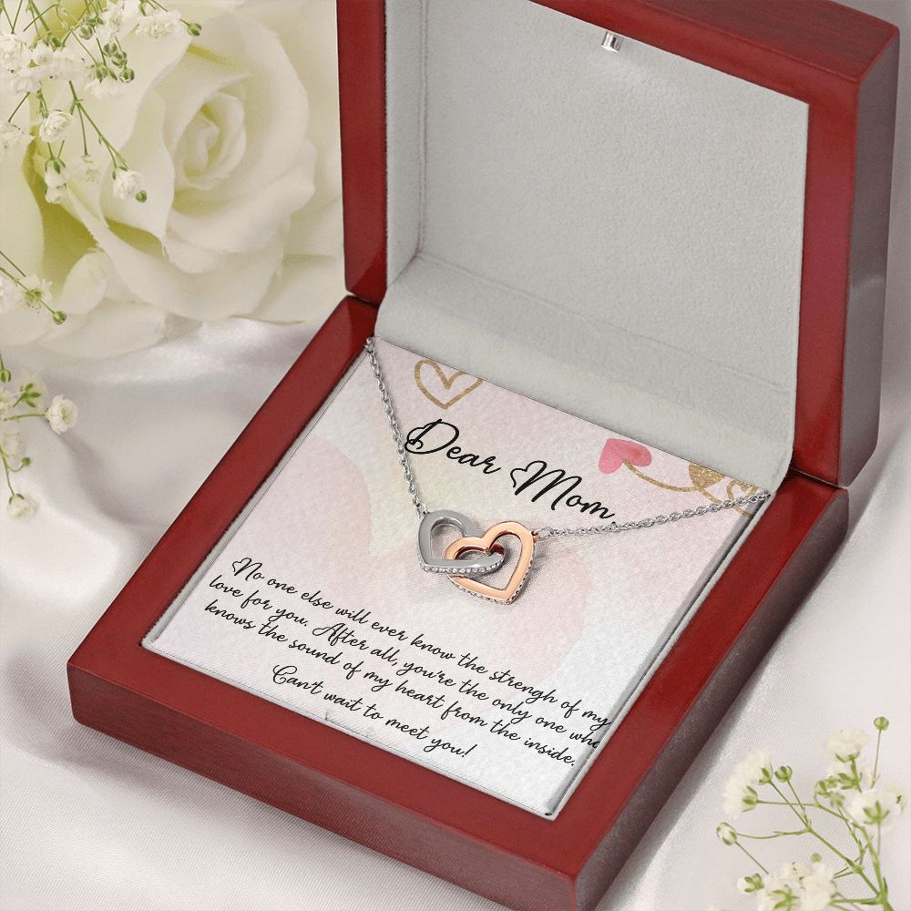 DEAR MOM, INTERLOCKING HEART NECKLACE FOR MOM TO BE, NECKLACE WITH MESSAGE CARD, BIRTHDAY, MOTHER'S DAY GIFT FOR HER