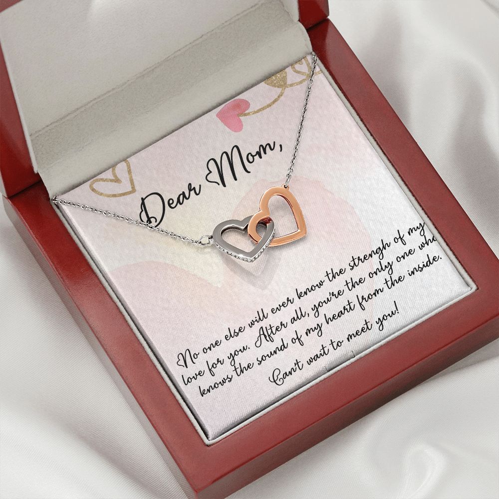 DEAR MOM, INTERLOCKING HEART NECKLACE FOR MOM TO BE, NECKLACE WITH MESSAGE CARD, BIRTHDAY, MOTHER'S DAY GIFT FOR HER