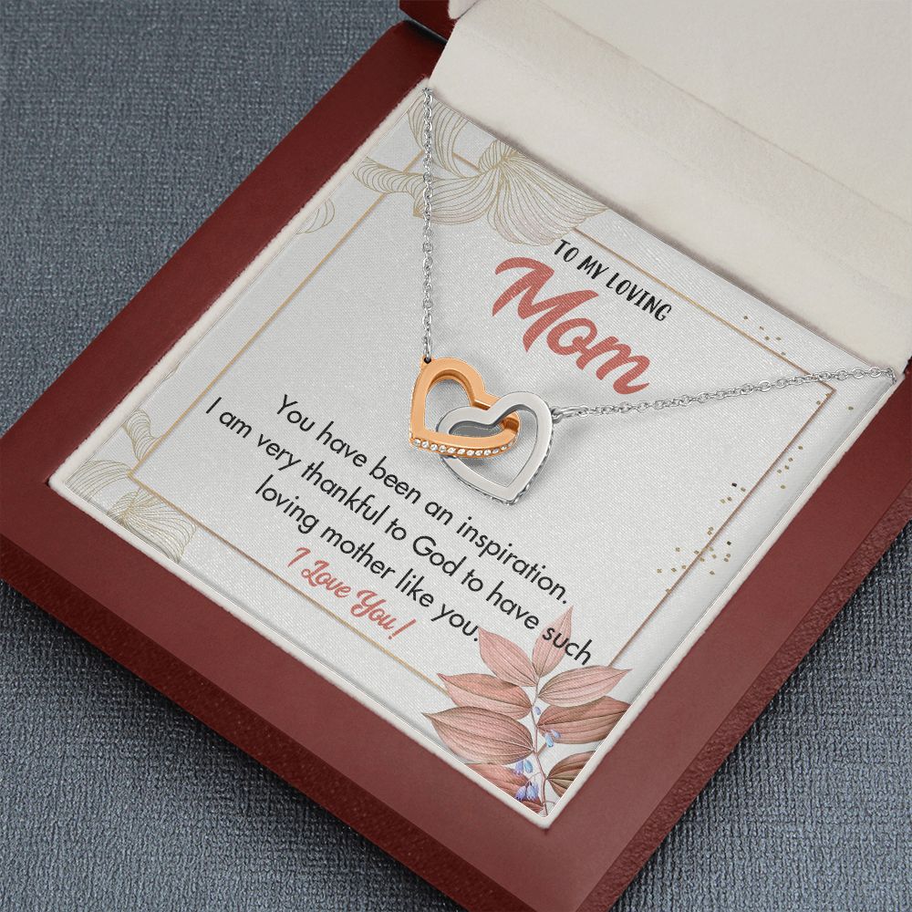 TO MY LOVING MOM, INTERLOCKING HEART NECKLACE FOR MOM, NECKLACE WITH MESSAGE CARD, BIRTHDAY, MOTHER'S DAY GIFT FOR HER