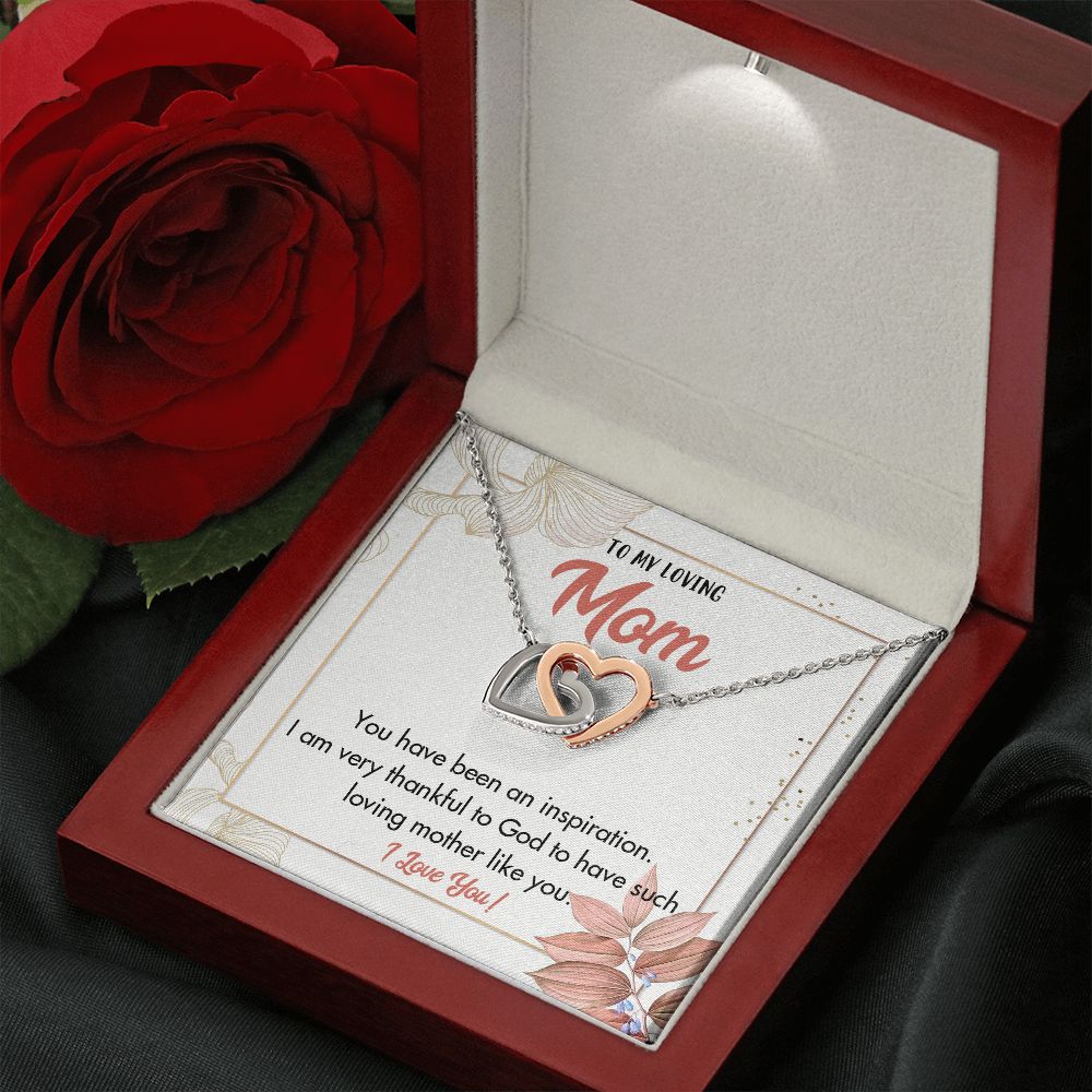 TO MY LOVING MOM, INTERLOCKING HEART NECKLACE FOR MOM, NECKLACE WITH MESSAGE CARD, BIRTHDAY, MOTHER'S DAY GIFT FOR HER