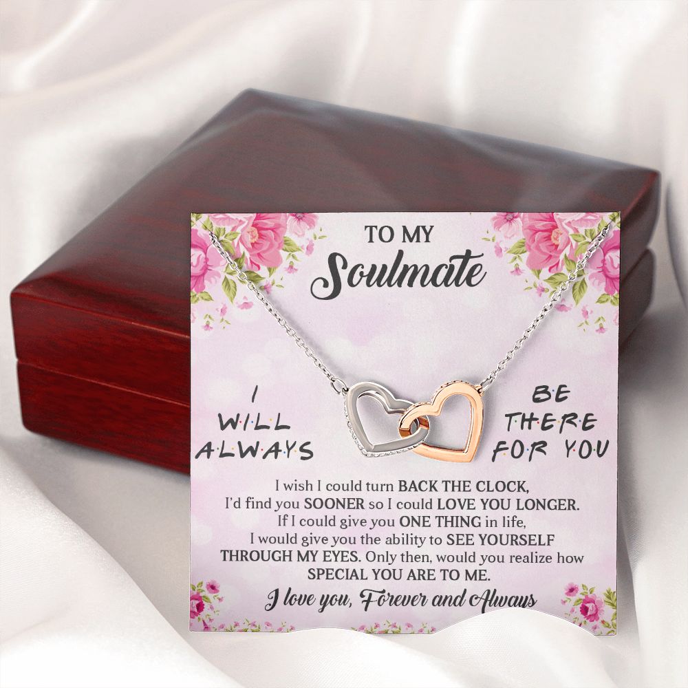 I WILL ALWAYS BE THERE FOR YOU, INTERLOCKING HEART NECKLACE, FOR COUPLES, BIRTHDAY GIFT FOR HER, NECKLACE WITH MESSAGE CARD
