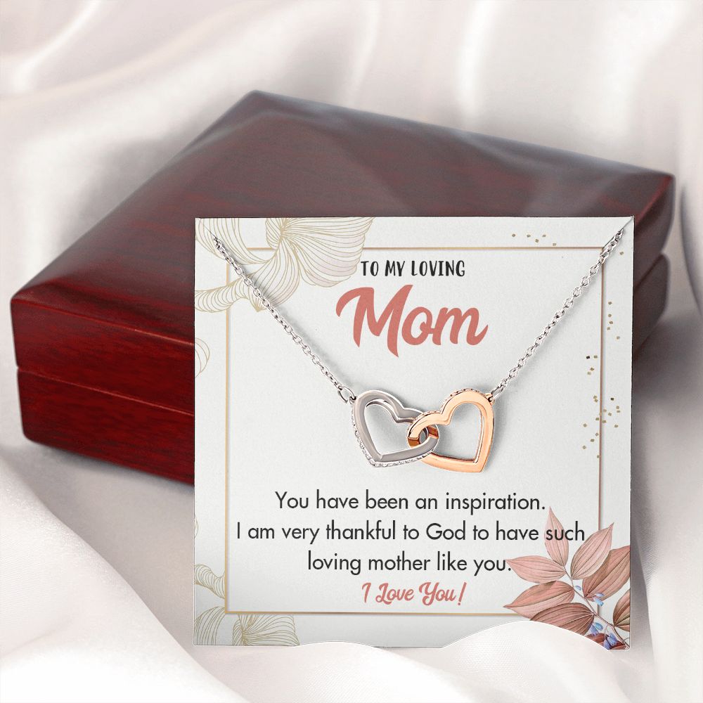 TO MY LOVING MOM, INTERLOCKING HEART NECKLACE FOR MOM, NECKLACE WITH MESSAGE CARD, BIRTHDAY, MOTHER'S DAY GIFT FOR HER