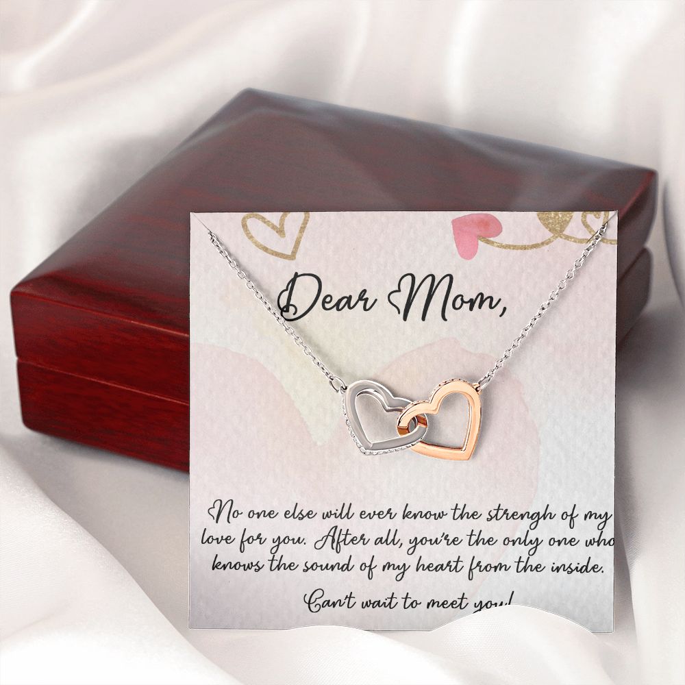 DEAR MOM, INTERLOCKING HEART NECKLACE FOR MOM TO BE, NECKLACE WITH MESSAGE CARD, BIRTHDAY, MOTHER'S DAY GIFT FOR HER
