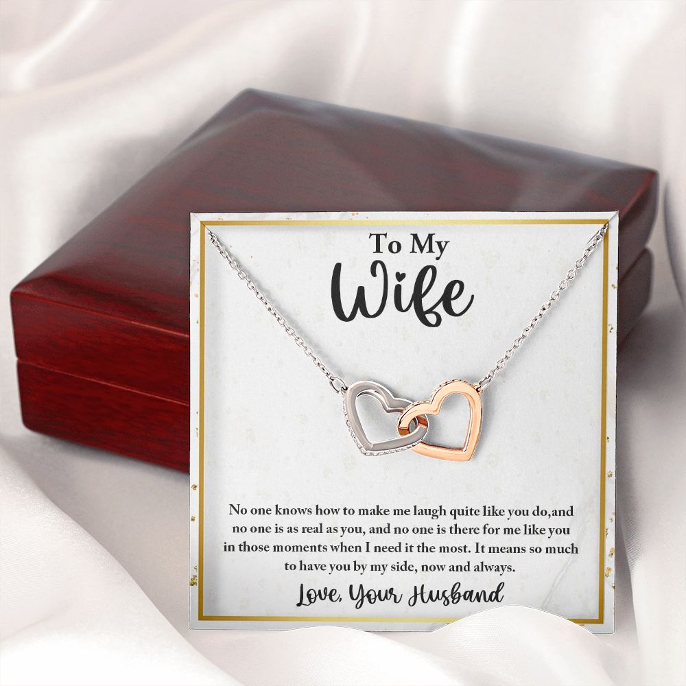 To My Wife, Interlocking Hearts Necklace, For Wife With Message Card, Birthday, Valentine's Day Gift For Her