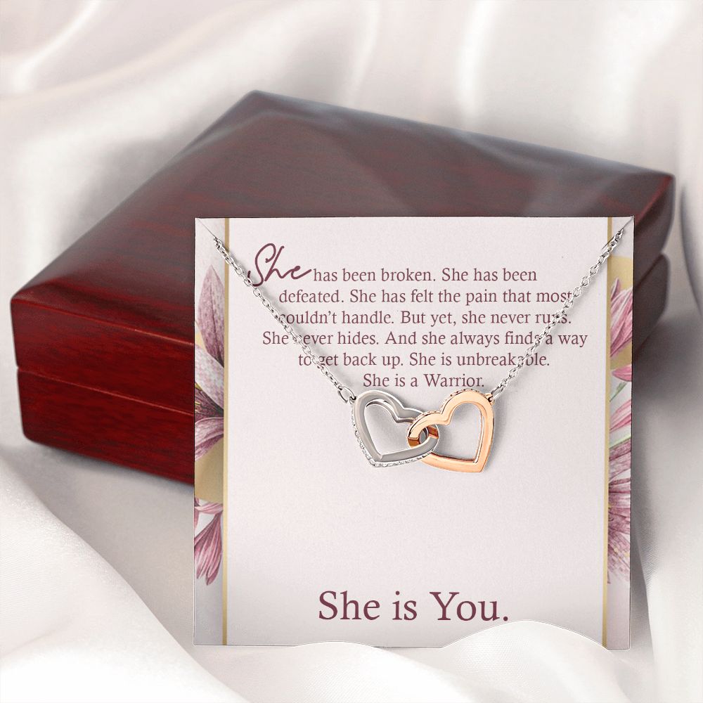 INTERLOCKING HEART NECKLACE WITH MESSAGE CARD, Gift To Self Motivate your loved ones, UNIQUE GIFT FOR HER
