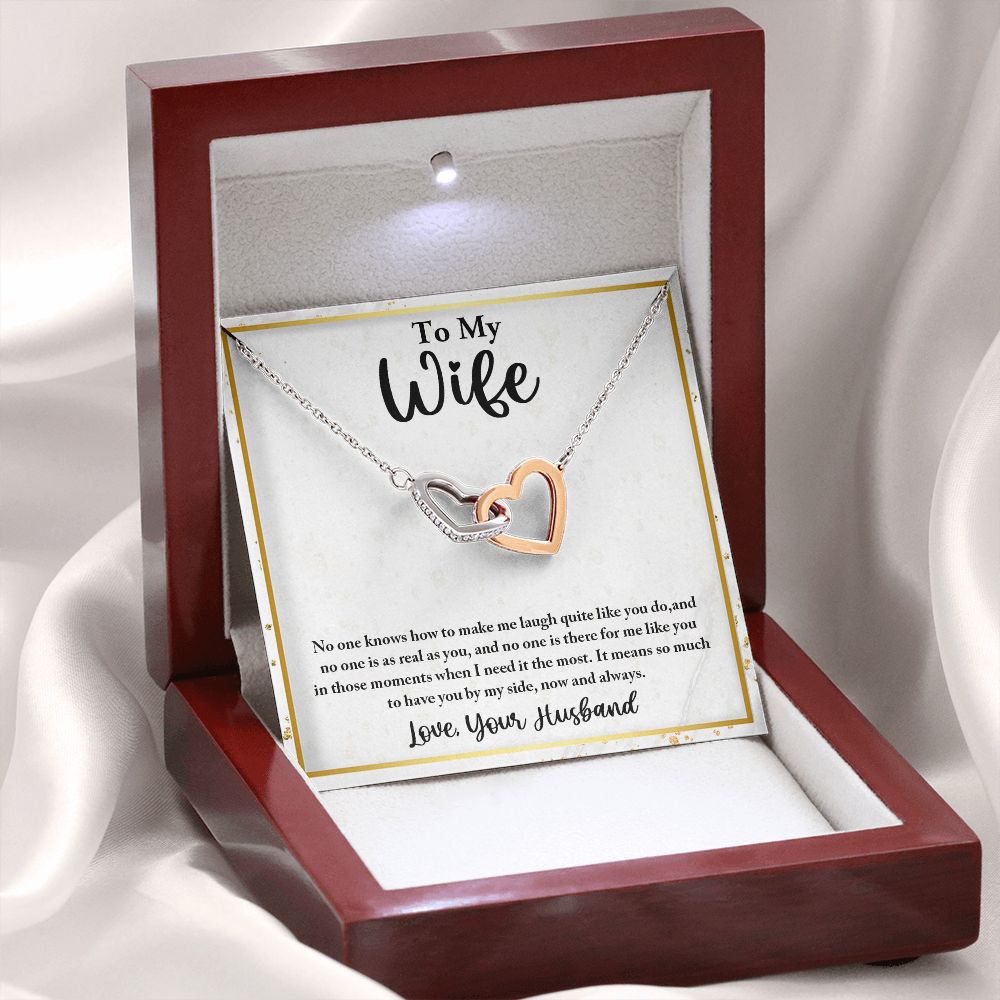 To My Wife, Interlocking Hearts Necklace, For Wife With Message Card, Birthday, Valentine's Day Gift For Her