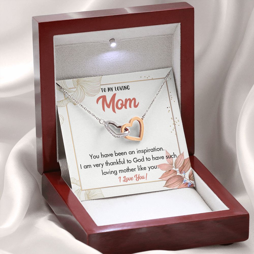 TO MY LOVING MOM, INTERLOCKING HEART NECKLACE FOR MOM, NECKLACE WITH MESSAGE CARD, BIRTHDAY, MOTHER'S DAY GIFT FOR HER