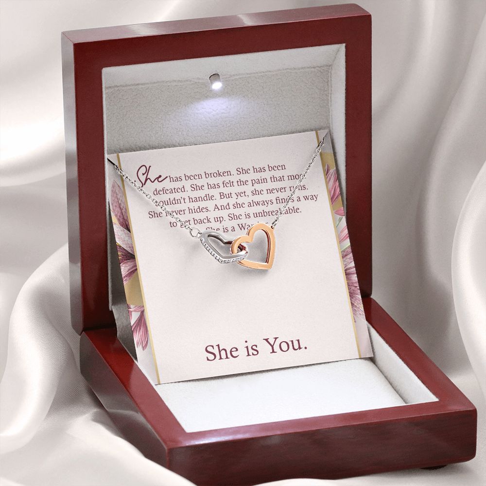 INTERLOCKING HEART NECKLACE WITH MESSAGE CARD, Gift To Self Motivate your loved ones, UNIQUE GIFT FOR HER