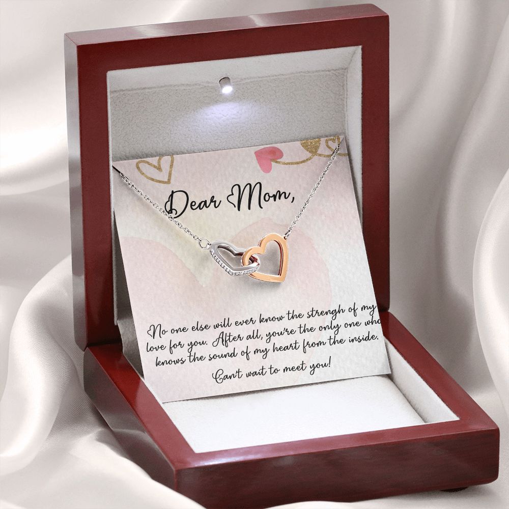 DEAR MOM, INTERLOCKING HEART NECKLACE FOR MOM TO BE, NECKLACE WITH MESSAGE CARD, BIRTHDAY, MOTHER'S DAY GIFT FOR HER
