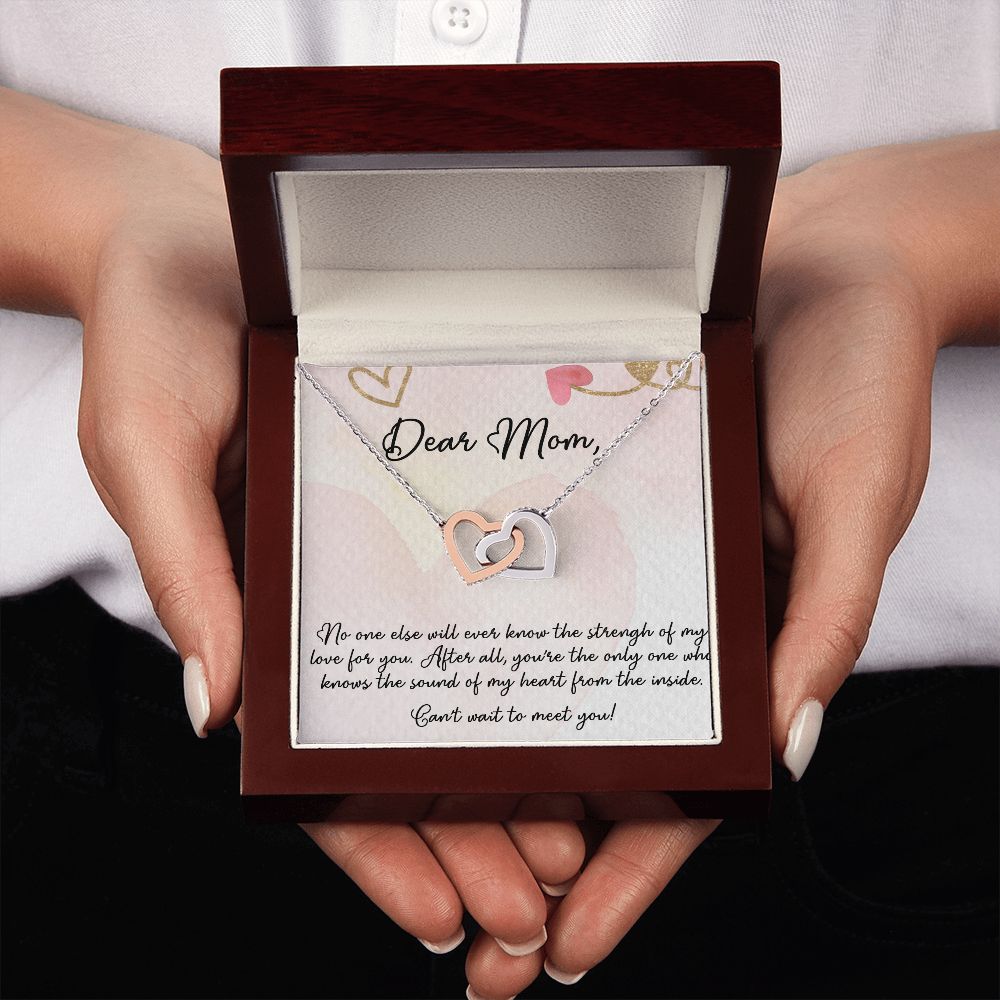 DEAR MOM, INTERLOCKING HEART NECKLACE FOR MOM TO BE, NECKLACE WITH MESSAGE CARD, BIRTHDAY, MOTHER'S DAY GIFT FOR HER