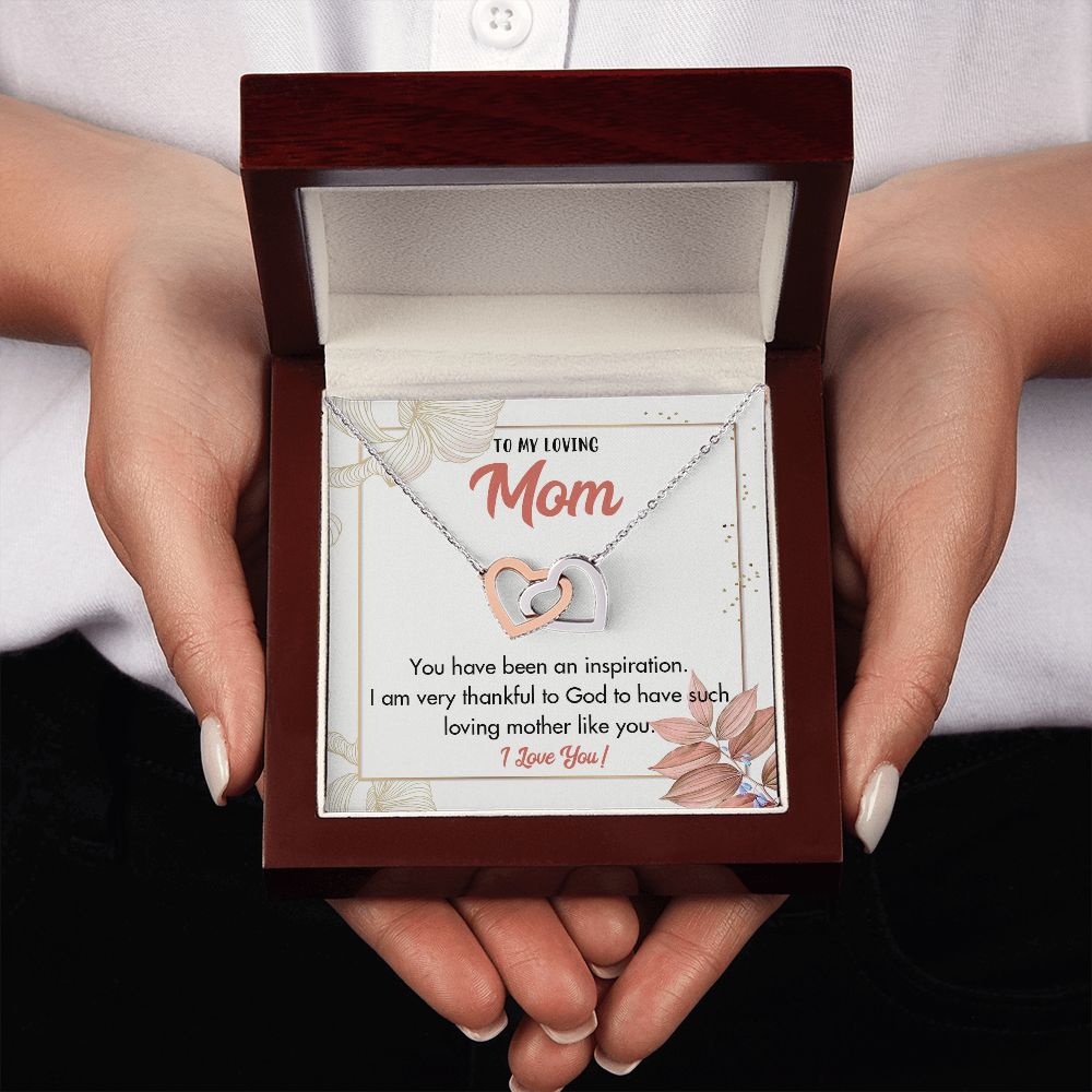 TO MY LOVING MOM, INTERLOCKING HEART NECKLACE FOR MOM, NECKLACE WITH MESSAGE CARD, BIRTHDAY, MOTHER'S DAY GIFT FOR HER
